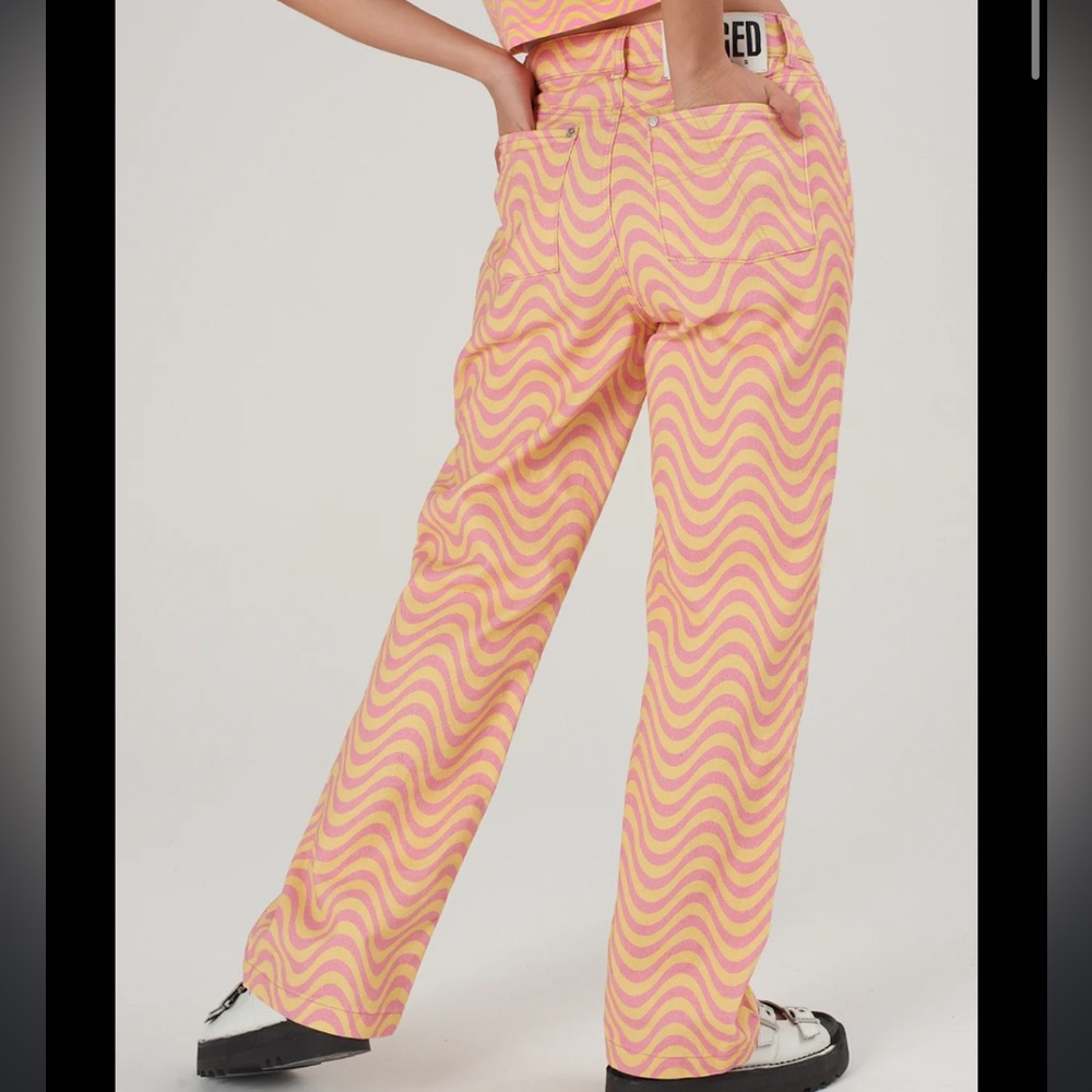 The Ragged Priest Sold Out Pink and Yellow Zig Zag Print Jeans - Picture 1 of 8